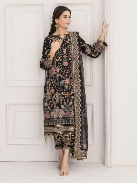 Baroque Chantelle Embroidered Raw Silk Unstitched